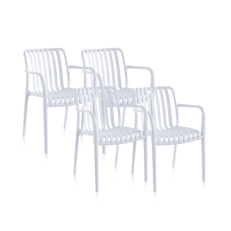 Pack 4 Sillas De Exterior Jamie Arm Polipropileno, Blanco, 57,5 X 81 X 55,5_1