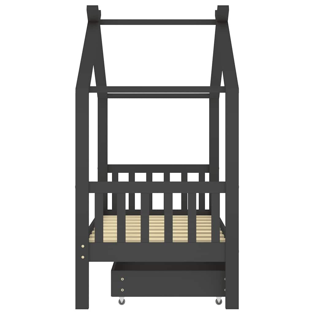 Vidaxl Estructura De Cama Infantil Y Cajón Madera Pino Gris 80x160cm_3