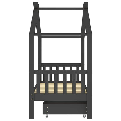 Vidaxl Estructura De Cama Infantil Y Cajón Madera Pino Gris 80x160cm_3