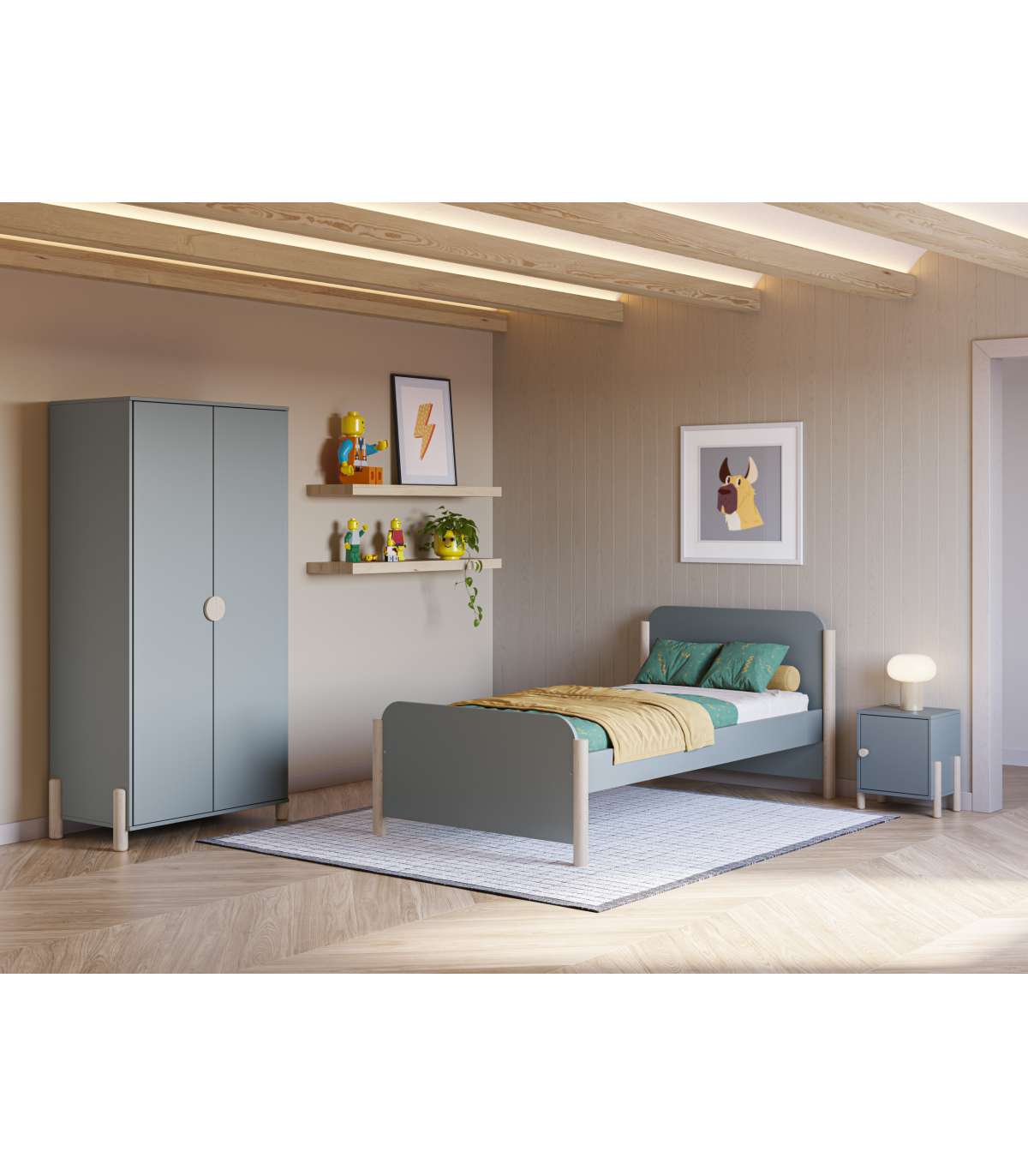 Armario 2 Puertas Abatible Emma Acabado Verde Kaki/cera Blanca, 92.8cm(ancho) 45cm(fondo)_5