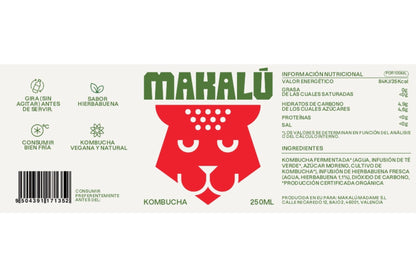 Kombucha vegana Makalú Pack 12 unidades de Vidrio 250ml Sabor Hierbabuena_4