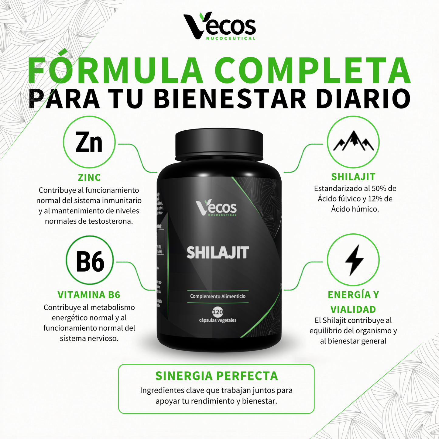 Shilajit 1400 Mg Vecos 120 Cápsulas | Energía, Vitalidad Y Testosterona | Con Zinc Y Vitamina B6_2