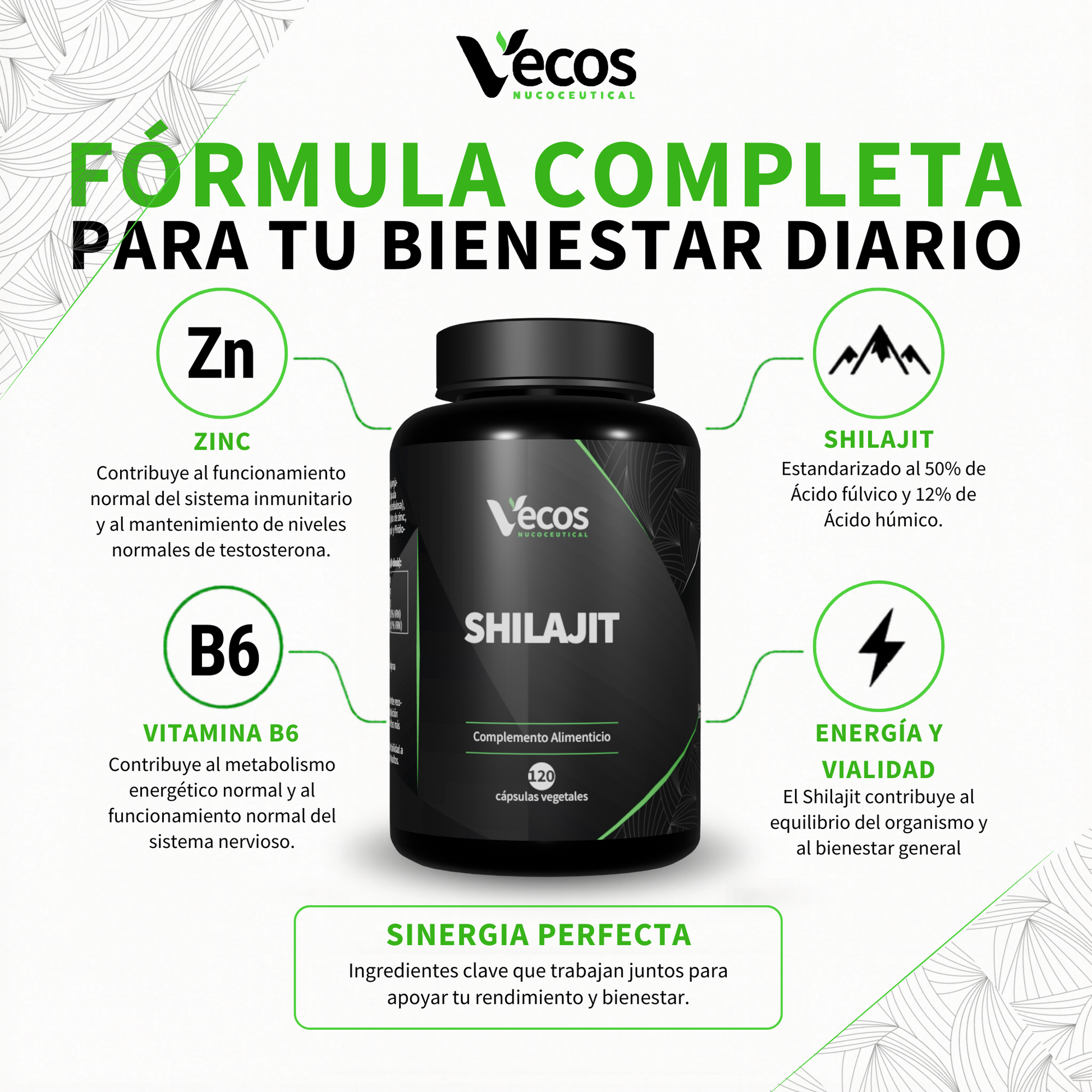 Shilajit 1400 Mg Vecos 120 Cápsulas | Energía, Vitalidad Y Testosterona | Con Zinc Y Vitamina B6_2