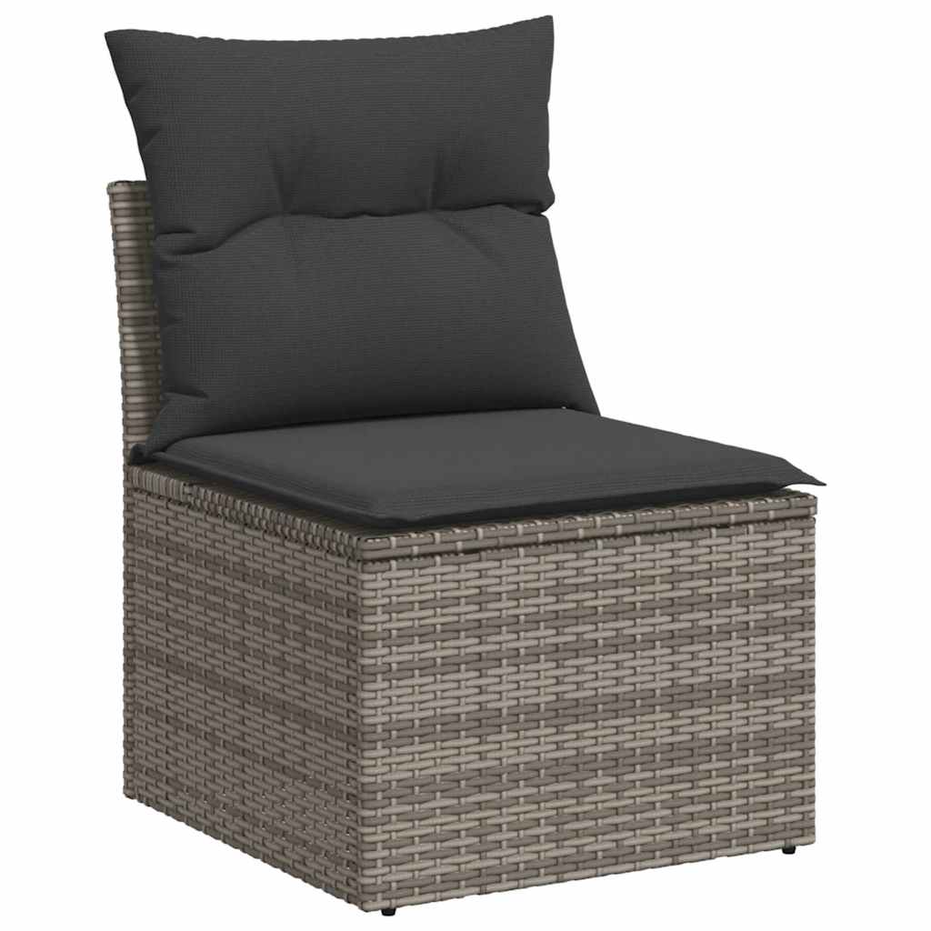Set De Sofás De Jardín 7 Pzas Con Cojines Ratán Sintético Gris / Vetonek_4