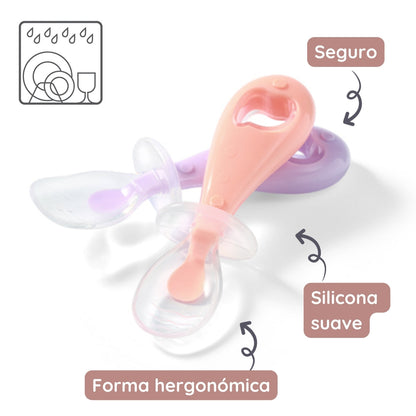 Set 2 Cucharas De Silicona De Seguridad Rosa-lila_1