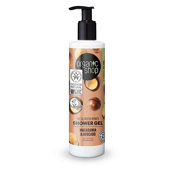 Gel de banho nutritivo de macadâmia e abacate da Organic Shop 280 ml