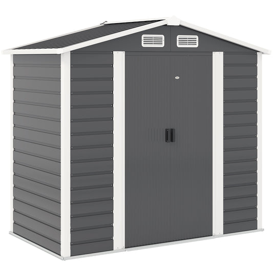 Outsunny Caseta De Jardín Exterior 2,36m² 213x120x194 Cm Gris Oscuro_0