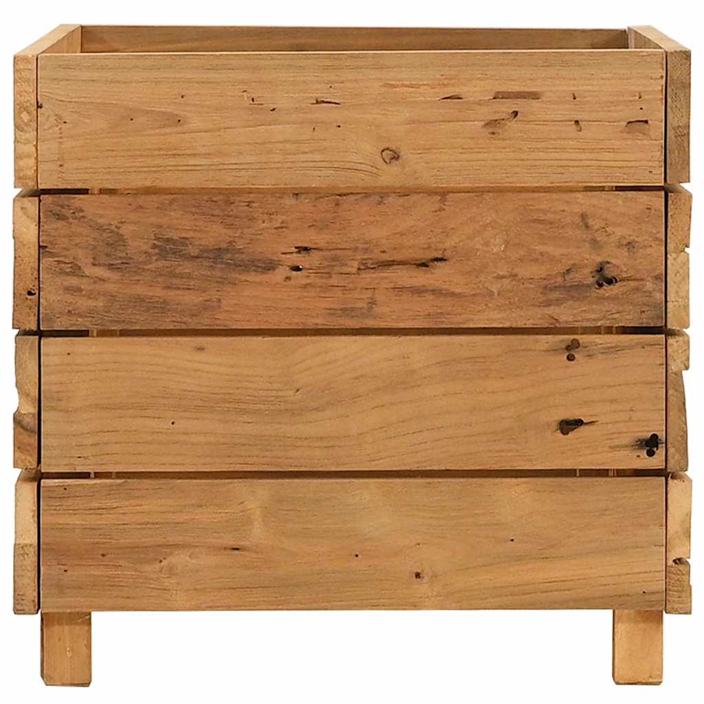Arriate Elevado Madera De Teca Reciclada Y Acero 50x40x38 Cm_3