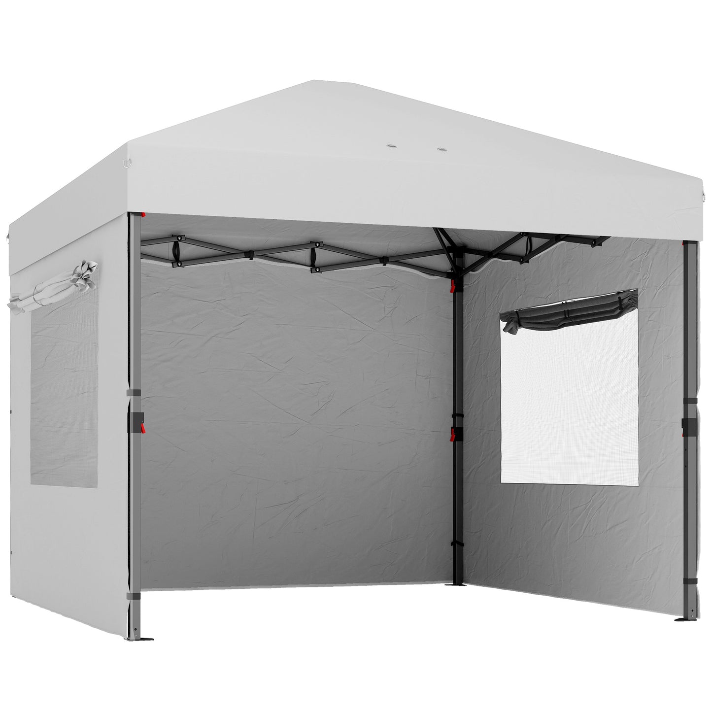 Outsunny Carpa Plegable Pop-up 3x3m Con 3 Paredes Upf50+ Altura Ajustable Blanco_0