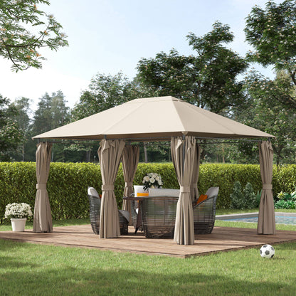 Outsunny Cenador De Jardín 4x3 M Con 6 Paredes Laterales Para Fiestas Caqui_1