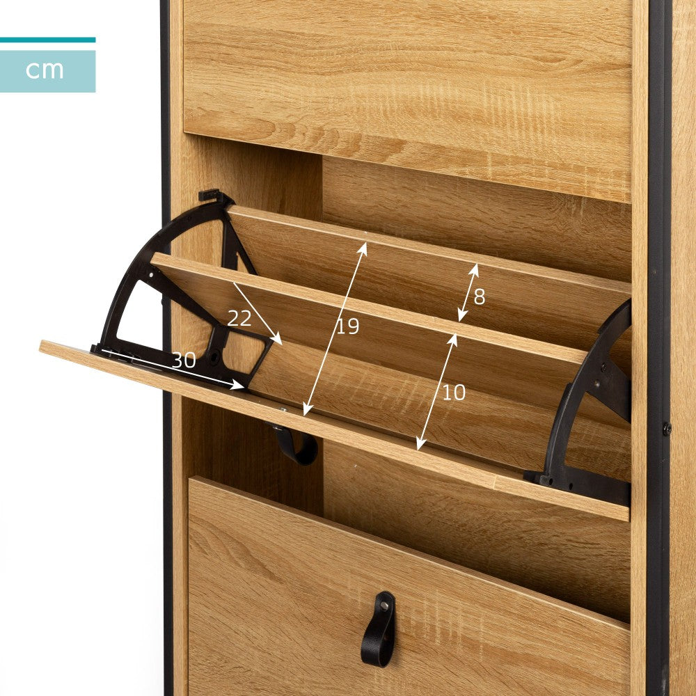 Max Home Mueble Zapatero Recibidor Madera Y Acero 3 Cajones 60x24x132 Cm_4