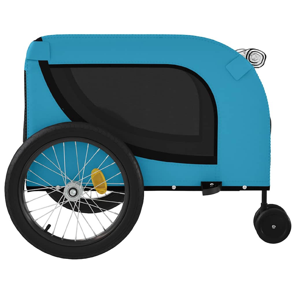 Remolque De Bicicleta Mascotas Hierro Tela Oxford Azul Negro_5