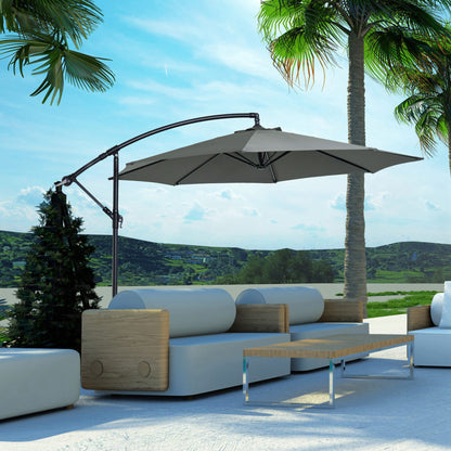 Outsunny Parasol Excéntrico Ø300 Cm Inclinable Con Manivela Para Jardín Gris_1