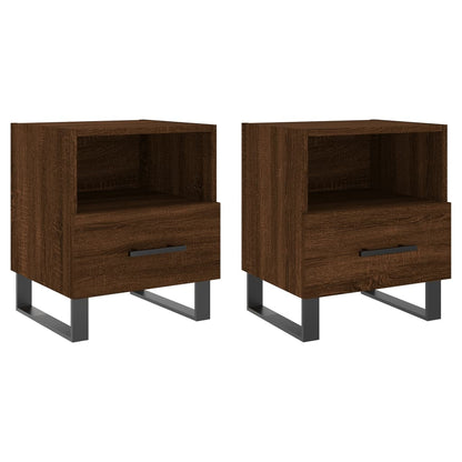 Mesita Noche 2 Uds Madera Ingeniería Marrón Roble 40x35x47,5 Cm_0