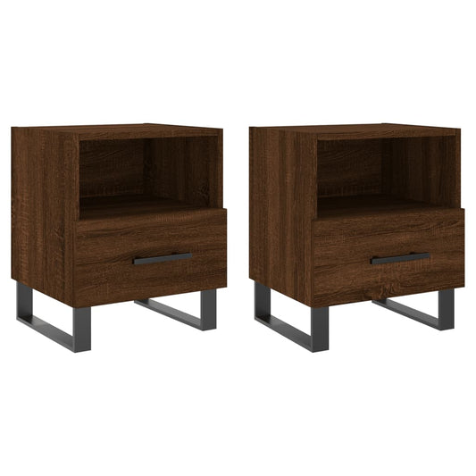 Mesita Noche 2 Uds Madera Ingeniería Marrón Roble 40x35x47,5 Cm_0