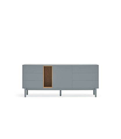 Mueble Aparador Para Comedor Modelo Corvo 1 Puerta 6 Cajones Acabado Gris Perla, 40cm(anch_0