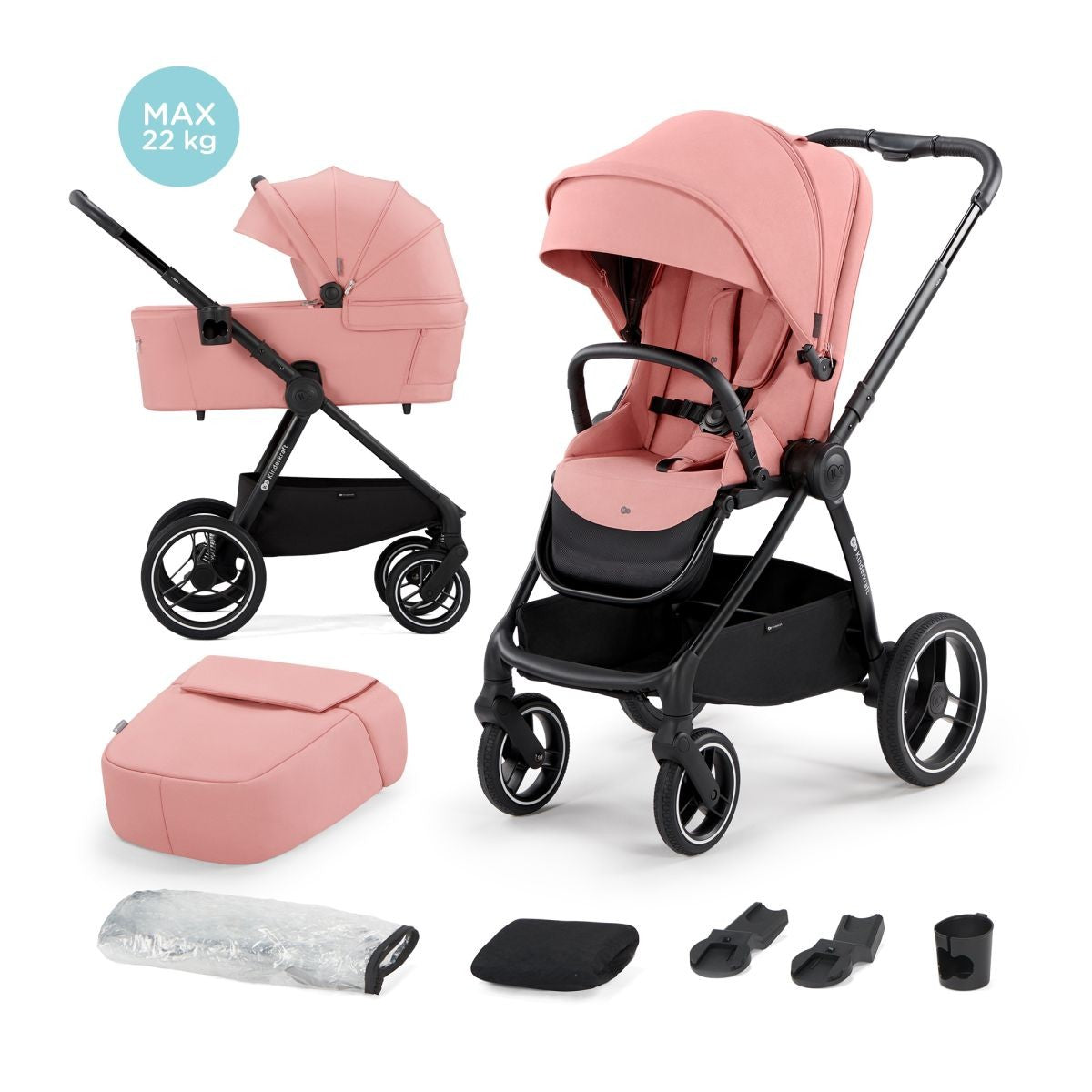 Carrito De Bebé Nea Dos Piezas Capazo Duro Hasta 22 Kg Pink_0