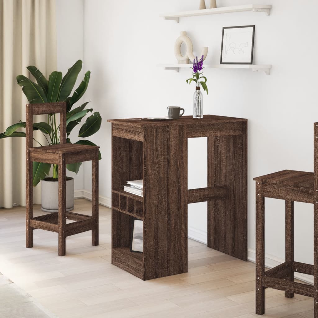 Mesa Alta Con Estantes Madera Marrón Roble 90x47,5x103,5 Cm_1