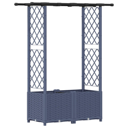 Cama Elevada Con Trellis Y Techo Gris 124,5 X 40 X 136 Cm Pp_0