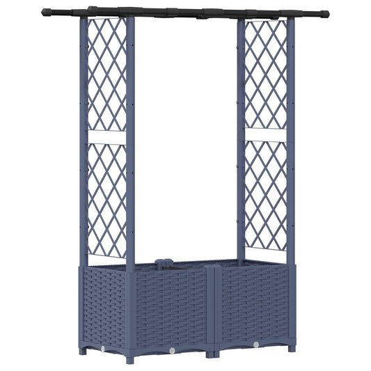 Cama Elevada Con Trellis Y Techo Gris 124,5 X 40 X 136 Cm Pp_0