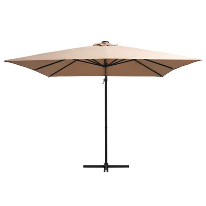 Vidaxl Sombrilla Voladiza Jardín Led Palo De Acero Taupe 250x250 Cm_1