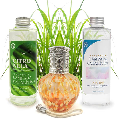 Pack Ahorro Lámpara Catalítica Drops Orange + Fragancia Citronela 200ml + Limpiador Neutro 200ml+ Mecha Repuesto_0