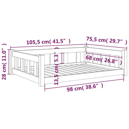 Vidaxl Cama Para Perros Madera Maciza De Pino Negro 105,5x75,5x28 Cm_2