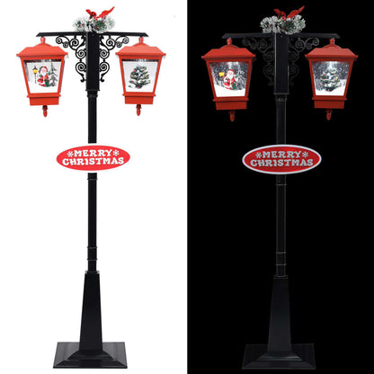 Vidaxl Farola De Navidad Con Papá Noel Pvc Negro Y Rojo 81x40x188 Cm_3