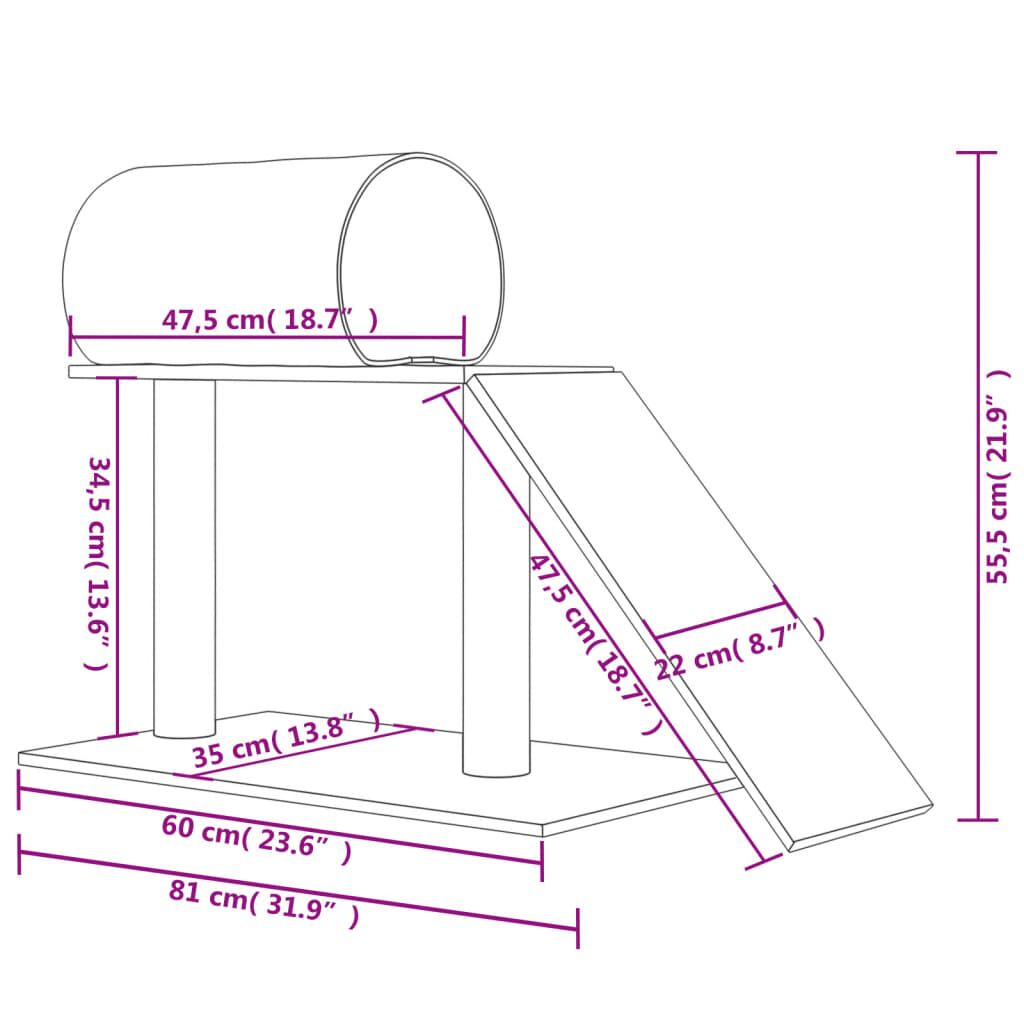 Vidaxl Rascador Para Gatos Con Túnel Y Escalera Gris Claro 55,5 Cm_2