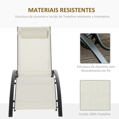 Outsunny Juego De 2 Tumbonas De Jardín Con Marco De Aluminio 171x64x82 Cm Beige_5