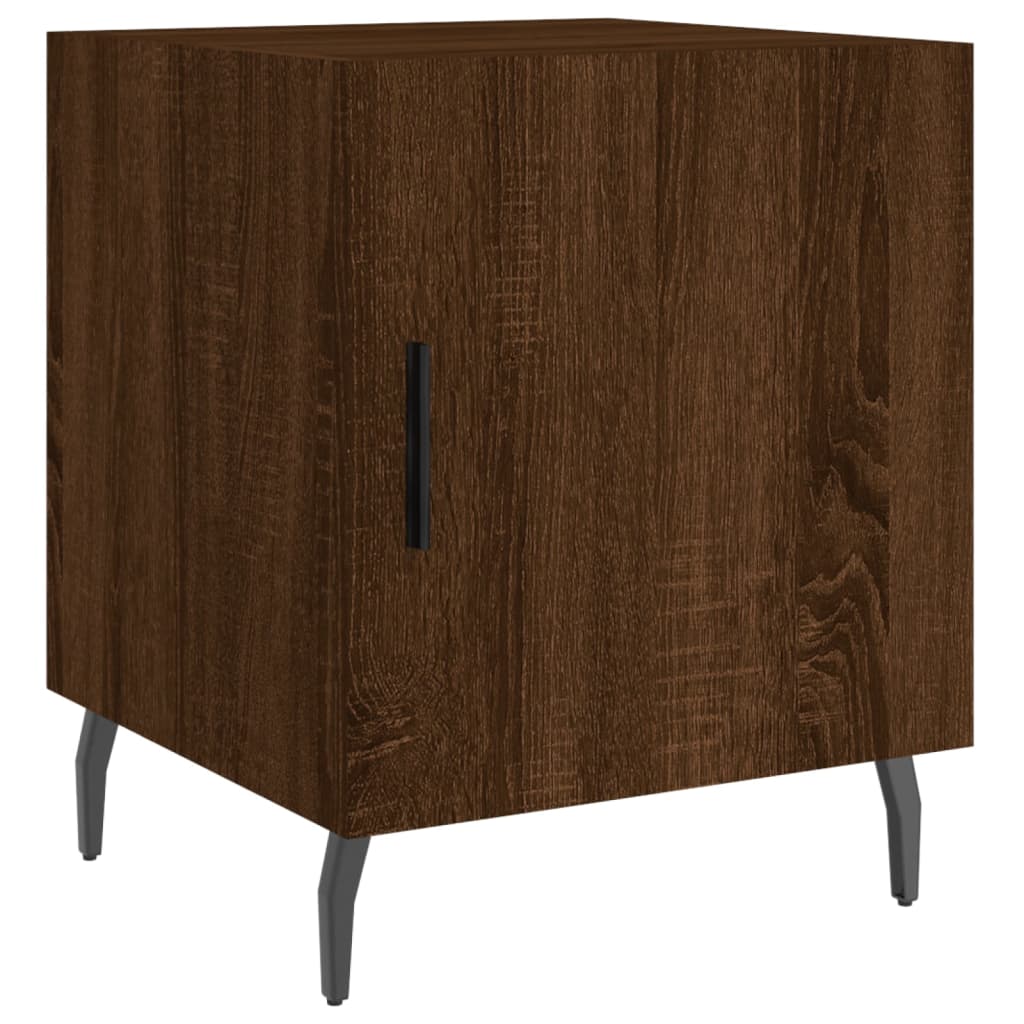 Mesita De Noche Madera De Ingeniería Marrón Roble 40x40x50 Cm_0