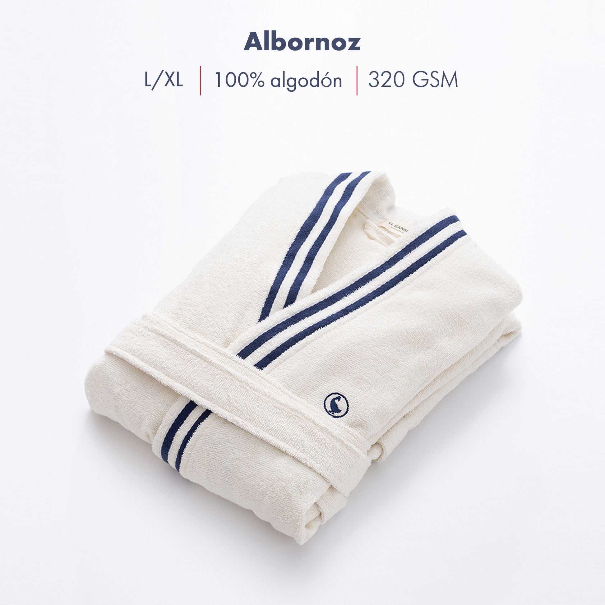 Albornoz Crudo L/xl 320gsm 100% Algodón Con Logo Bordado El Ganso_1