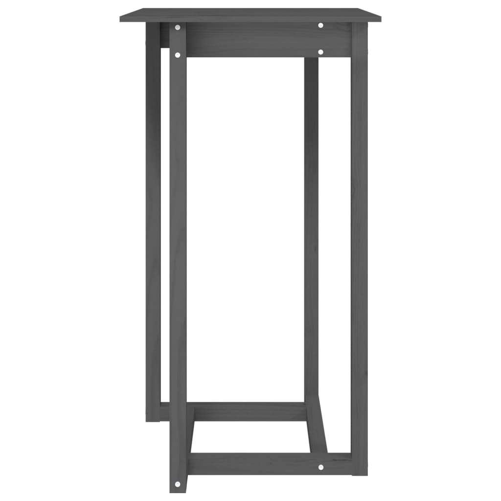 Mesa Alta De Bar De Madera Maciza De Pino Gris 60x60x110 Cm_1