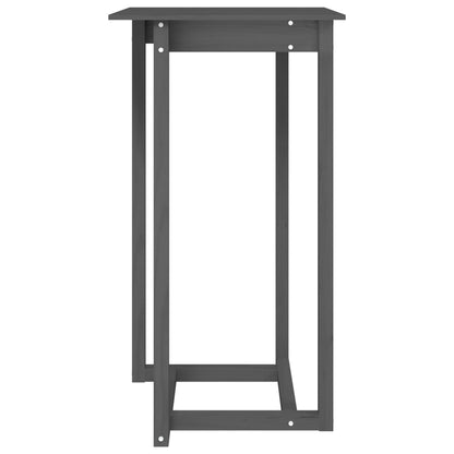 Mesa Alta De Bar De Madera Maciza De Pino Gris 60x60x110 Cm_1
