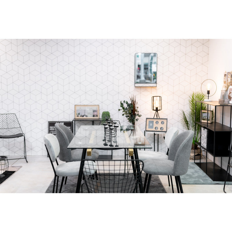 Mesa Comedor Salón Estructura Metal Y Madera Tapa Cristal 6 Personas Industrial Vintage 160x80xh75_4