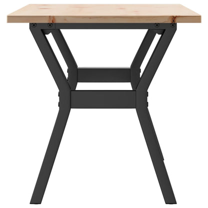 Mesa De Centro Marco Y Madera Maciza Pino Y Acero 90x40x35 Cm_3