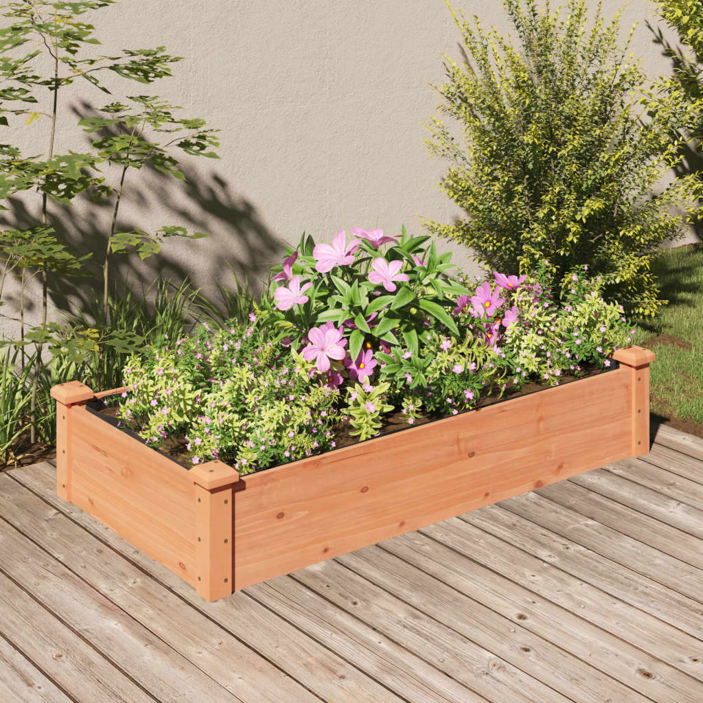 Jardinera Arriate Forro Madera Maciza Abeto Marrón 120x60x25 Cm_1