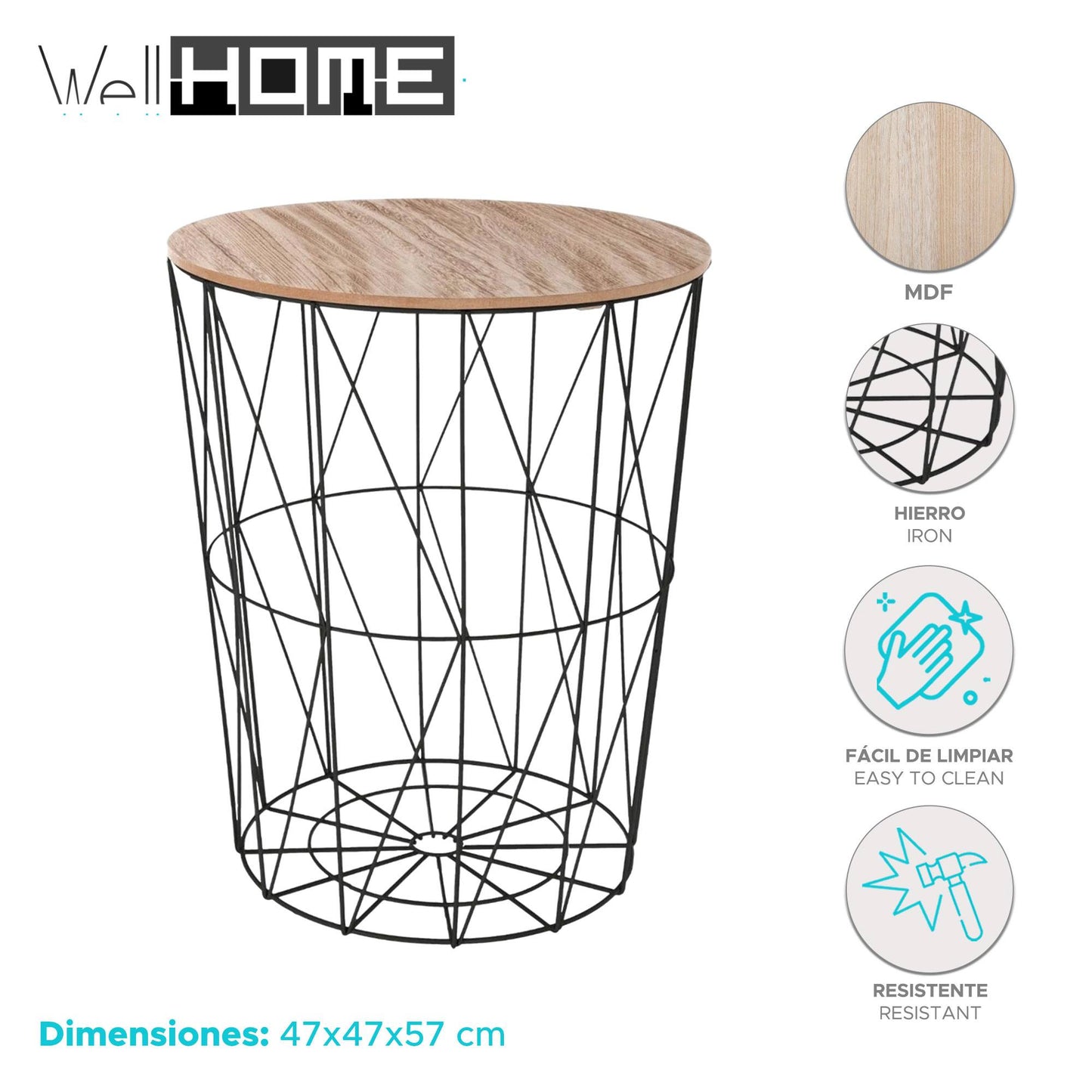 Well Home Mesa De Centro Negra 'kumi' Ø47x57cm_1