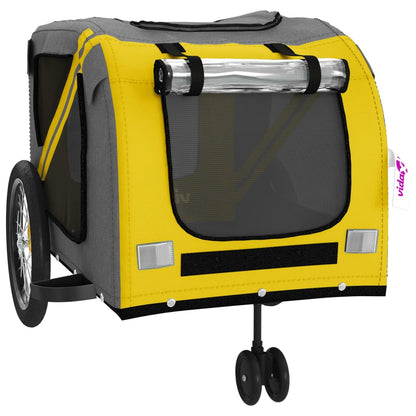 Remolque De Bicicleta Mascotas Hierro Tela Oxford Amarillo Gris_4