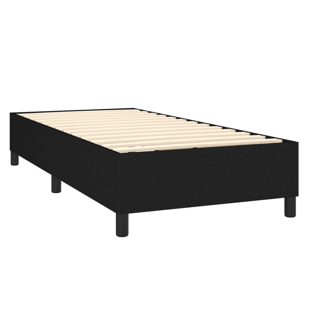 Cama Box Spring Colchón Y Luces Led Tela Negro 90x200 Cm / Vetonek_5