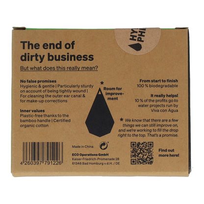 Cotonetes de bambu e algodão orgânicos Hydrophil, 100 unidades