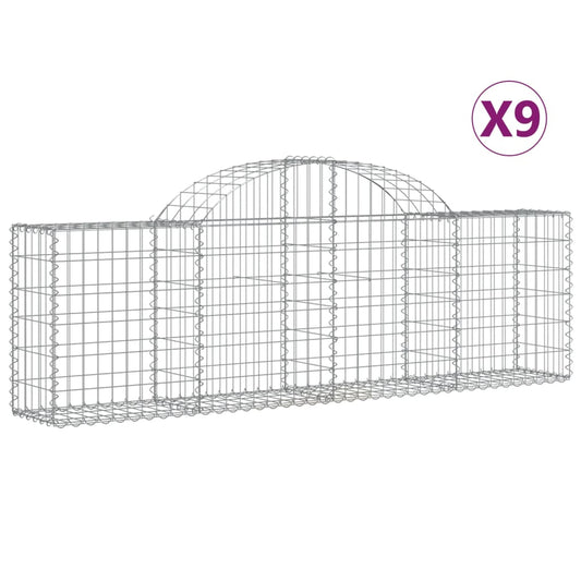 Cestas De Gaviones 9 Uds Forma De Arco Hierro 200x30x60/80 Cm_0