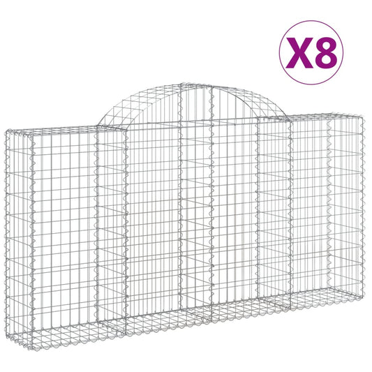 Cestas De Gaviones 8 Uds Forma De Arco Hierro 200x30x100/120 Cm_0