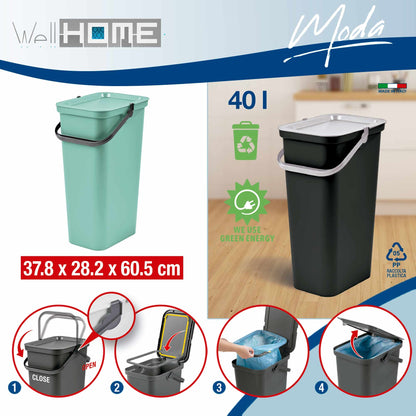 Set De 3 Papeleras moda 40l Salvia Con Asa_1
