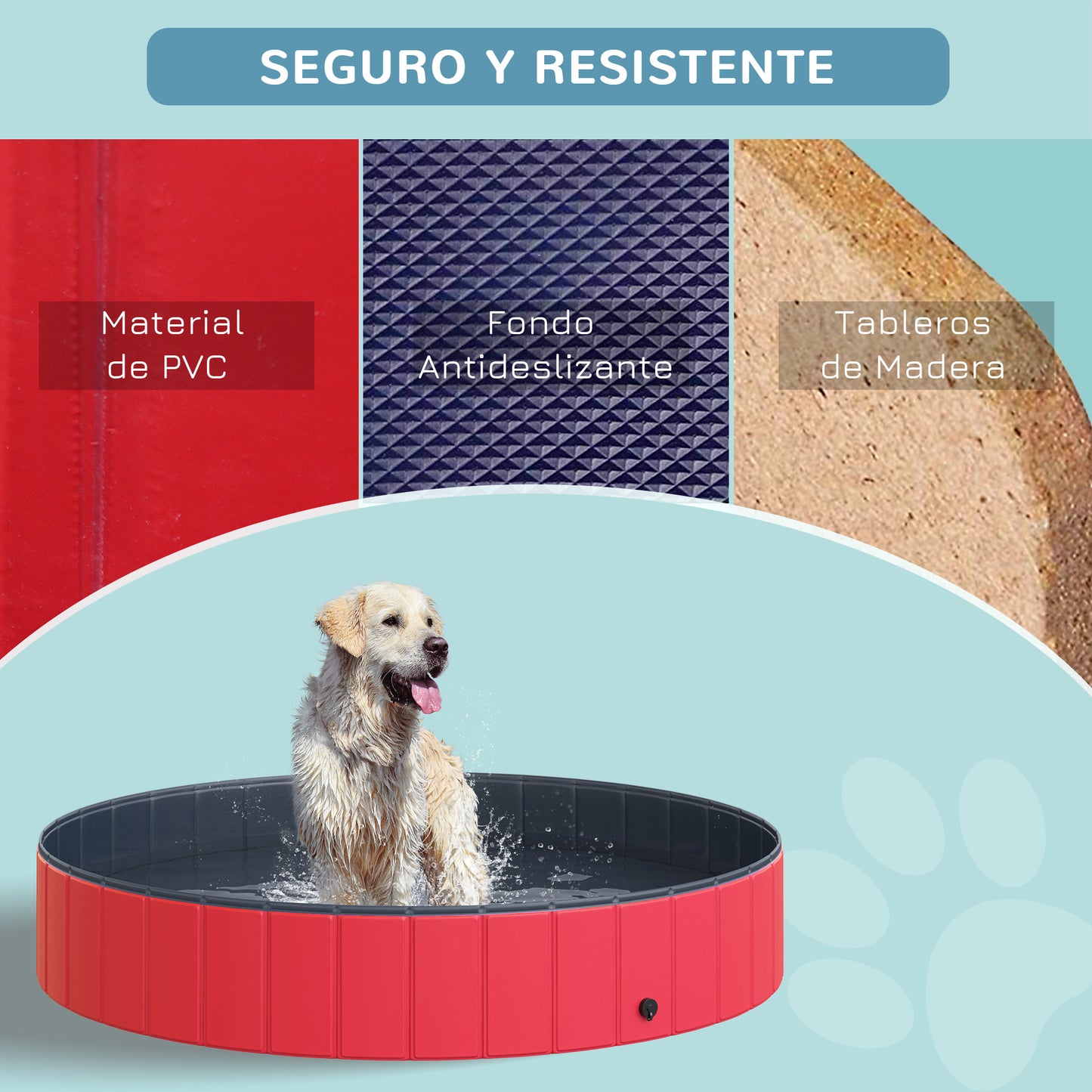 Pawhut Piscina Plegable Para Perros Gatos Bañera Portátil Antideslizante_5