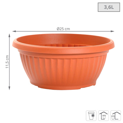 Maceta Terra 3,6l., Dimensiones (mm) 250x250x115, Color Terracota_2