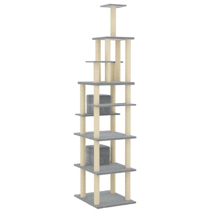Vidaxl Rascador Para Gatos Con Postes De Sisal Gris Claro 216 Cm_5