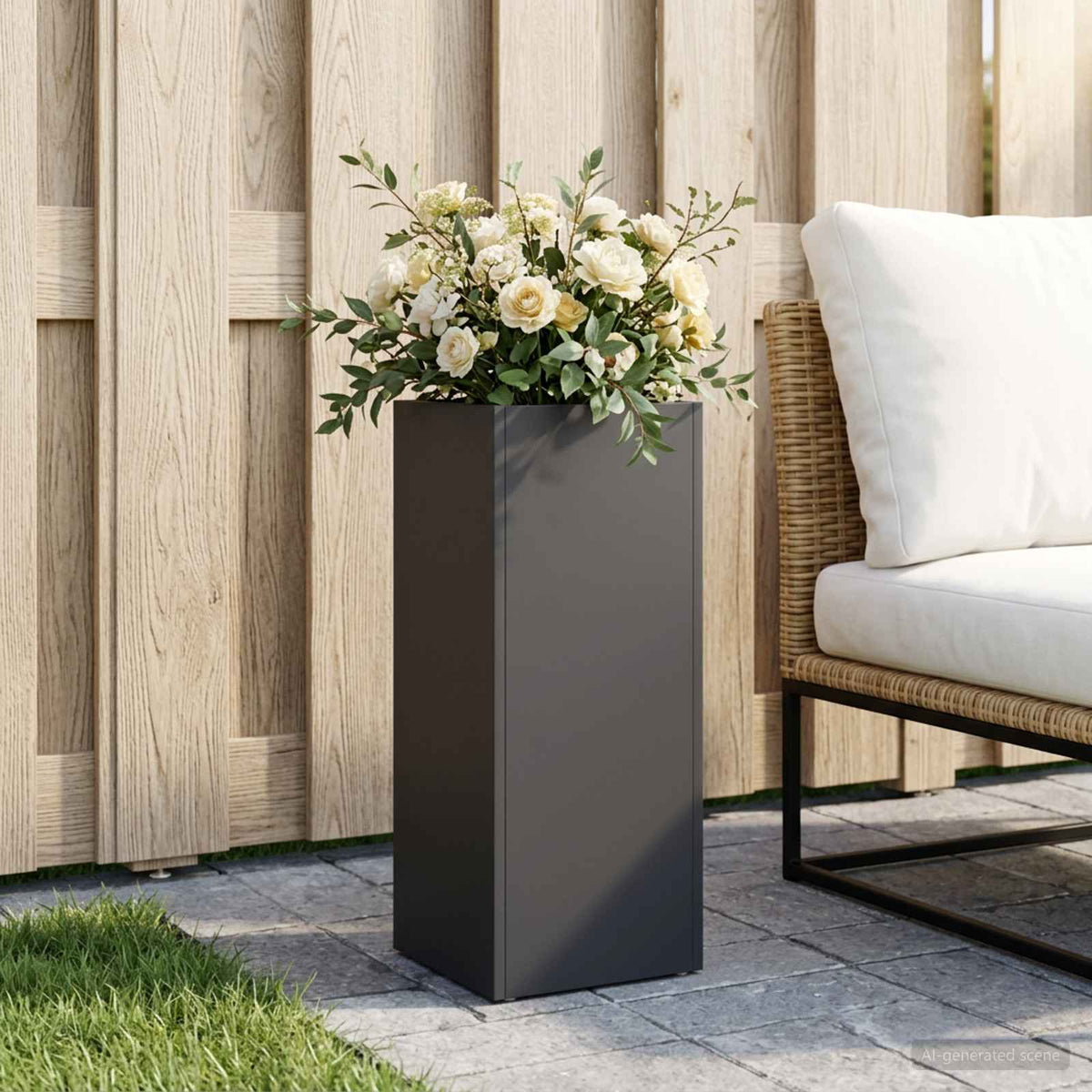 Macetero De Jardín Negro 20 X 20 X 50 Cm Acero Laminado En Frío_1