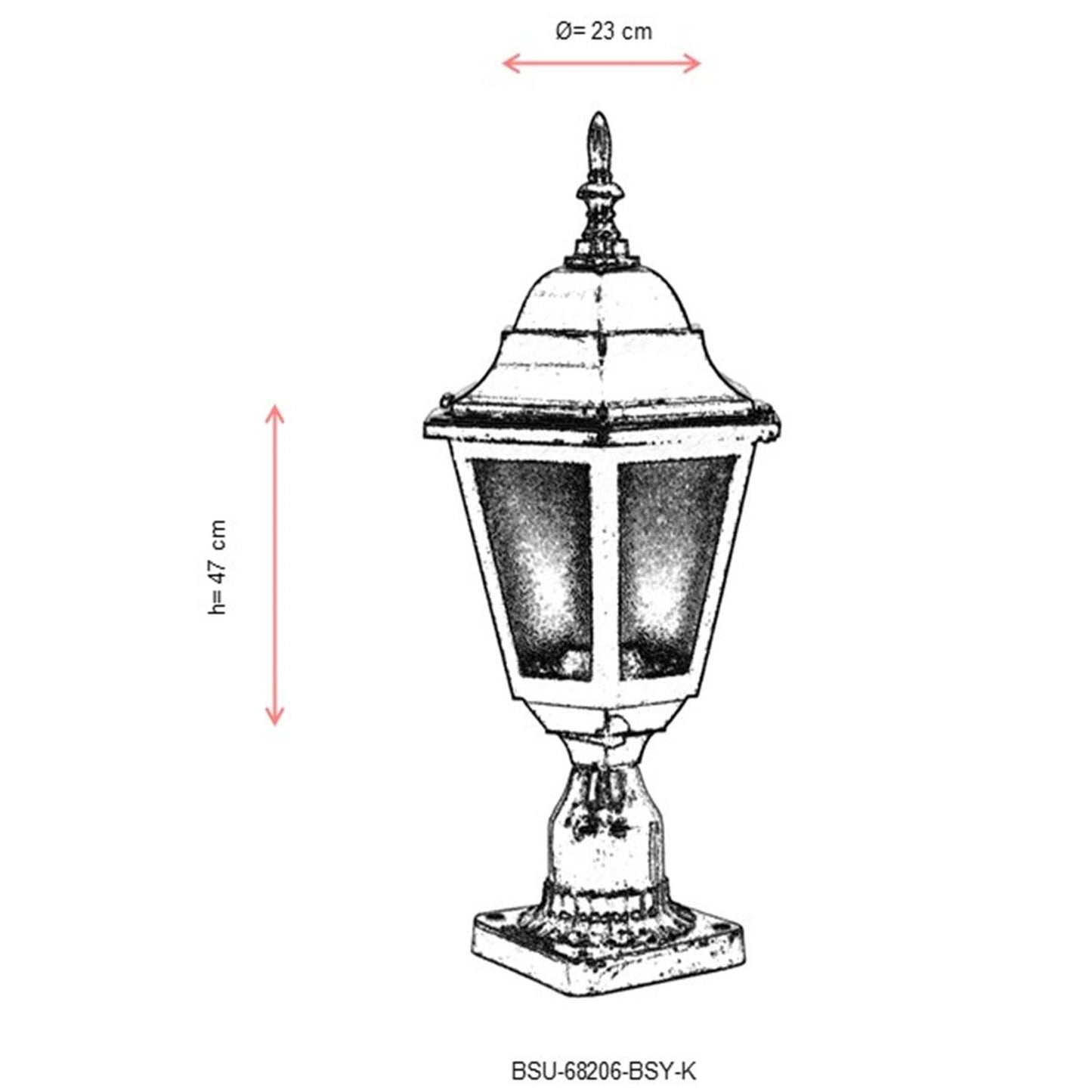Aplique De Pared Para Exterior, Abs , Negro, 23x23x47, Casquillo E 27 Max 60 W