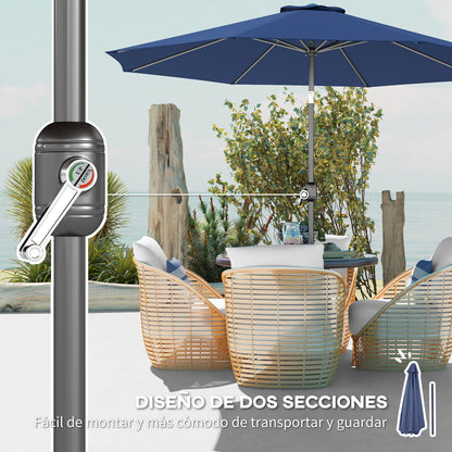 Outsunny Sombrilla De Jardín Ø295x250 Cm Con Manivela E Inclinación Azul_5
